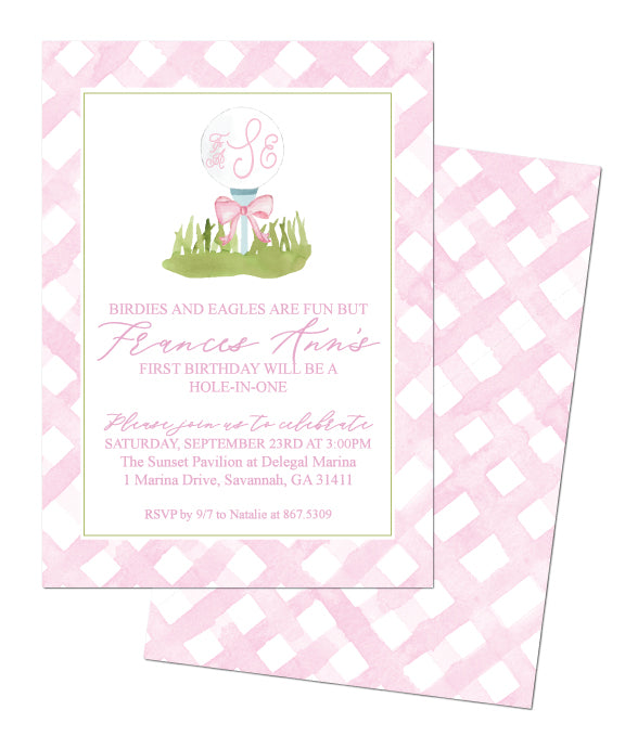 Girl's Hole In ONE Birthday Invitation